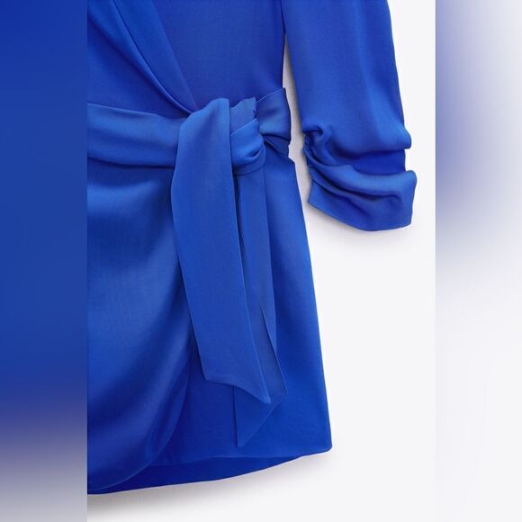 Zara Blue Wrap Front Blazer Dress - Picture 5 of 9
